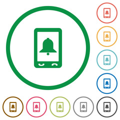 Mobile alarm flat icons with outlines