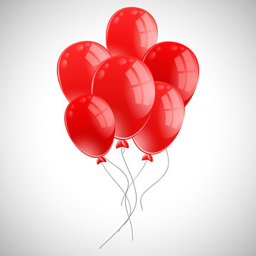 Bunch Of Red Balloons On White Background