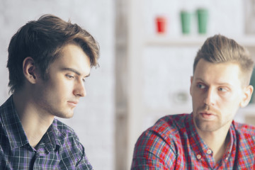 Two concentrated businessmen