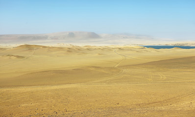 Fototapeta na wymiar Desert in Paracas national park, Peru.