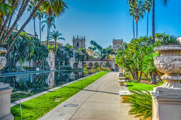 Walk path by the pond in Balboa park