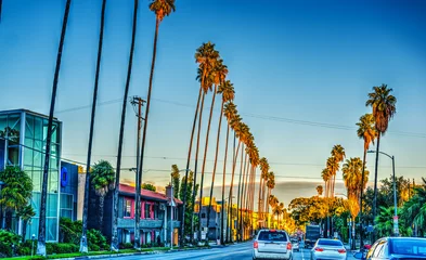 Abwaschbare Fototapete Los Angeles Bunte Abenddämmerung am Sunset Boulevard