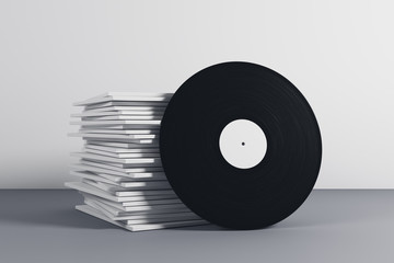 Stack of white vinyl sleeves