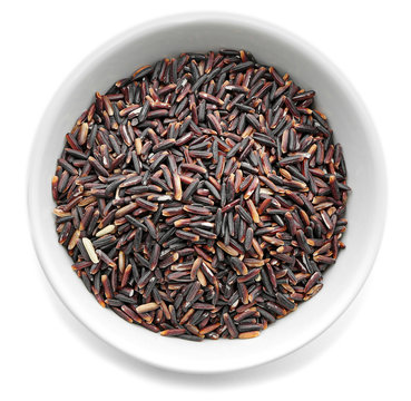 Bowl With Wild Rice On White Background