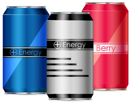Three cans of energy drinks