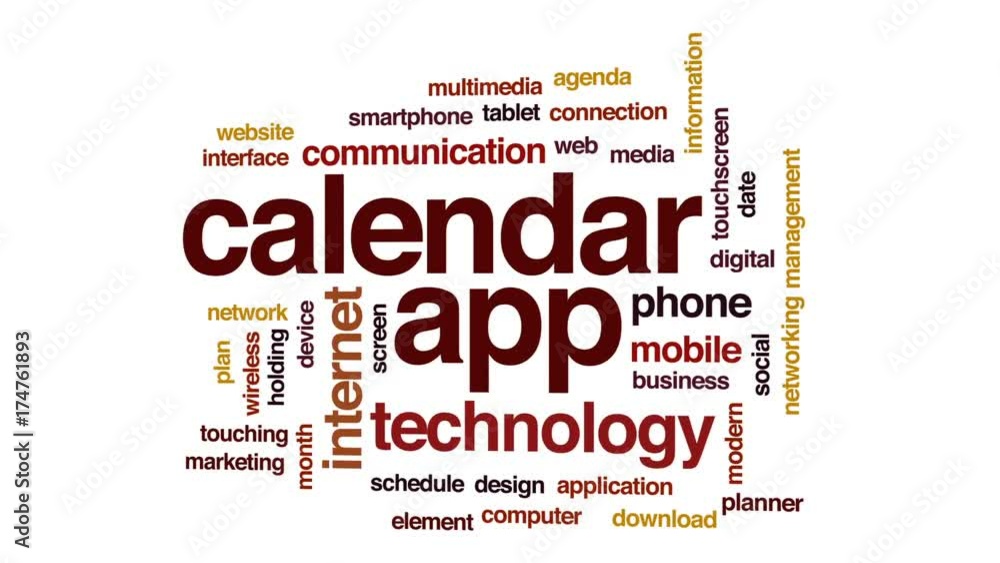 Poster calendar app animated word cloud, text design animation.