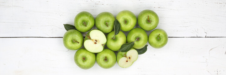 Äpfel Apfel grün Obst Banner Frucht Früchte von oben