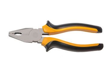 Pliers for electrical works with insulated handles yellow