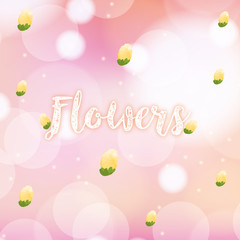 Watercolor painting with yellow flowers on pink background