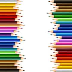 Color pencils in paper background