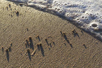 Sunset at the beach with shadows and colors