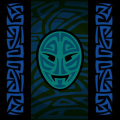 maori mask with tribal pattern