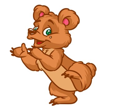 Cheerful Bear Dance cartoon illustration isolated image