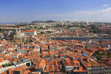 Fototapeta na wymiar Porto skyline in Portugal, aerial view 