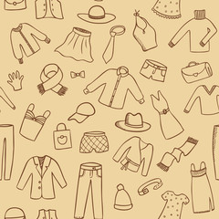 fashion clothes sketch seamless vector pattern