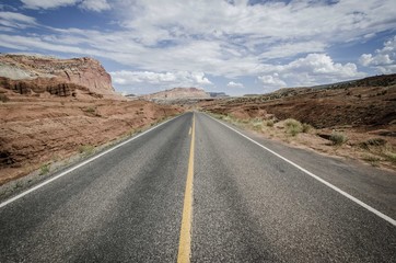 Fototapeta na wymiar On the road through the Utah desert, USA