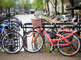 Fototapeta na wymiar red bicycle with basket