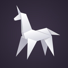 paper origami unicorn - obrazy, fototapety, plakaty