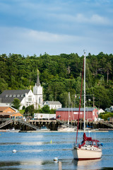 Sailboat moored near Portland, Maine