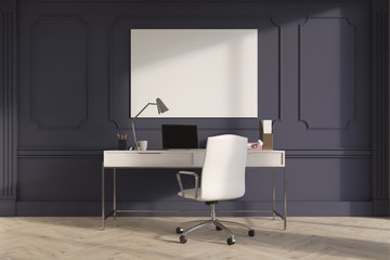 Gray upscale home office interior, poster