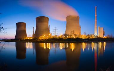 Power Plant At River Panorama At Night - 174772276