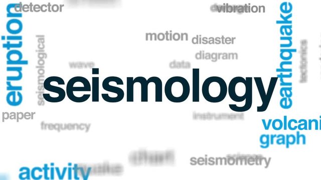 Seismology word cloud, text design animation.