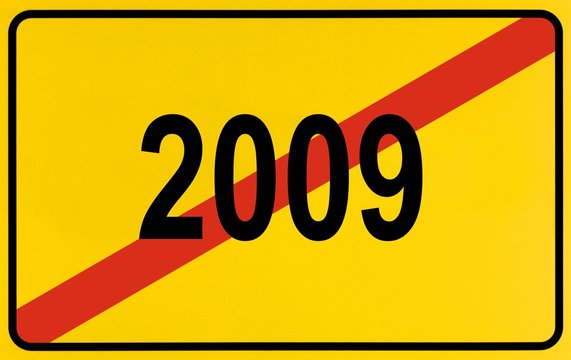 Sign city limits, symbolic image for the end of the year 2009