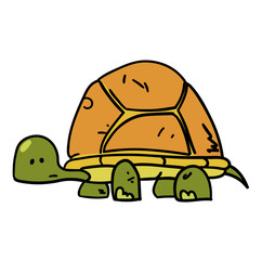 Turtle hand drawn cartoon. Colorful artwork with color on separate layer.