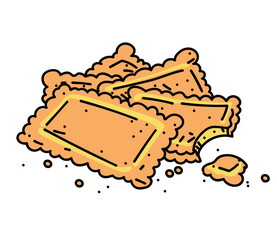 Cookies cartoon hand drawn image. Original colorful artwork, comic childish style drawing.