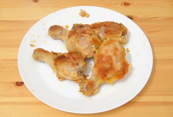 Fried chicken drumstick close up.