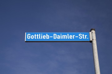 Sign, Gottlieb-Daimler-Str. street, Dortmund, Ruhrgebiet region, North Rhine-Westphalia, Germany,...