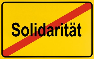 Fototapeta premium Sign city limits, symbolic image for the end of solidarity