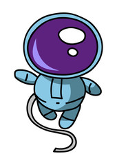 Astronaut cartoon hand drawn image. Original colorful artwork, comic childish style drawing.