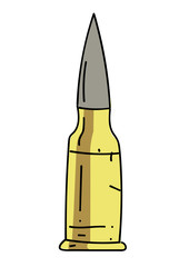 Bullet cartoon hand drawn image. Original colorful artwork, comic childish style drawing.