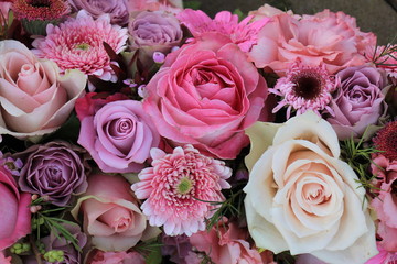 Mixed pink wedding flowers