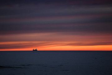 Ship in dusk