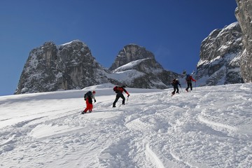 Ski touring, Drei Tuerme range, Raetikon, Vorarlberg, Austria, Europe