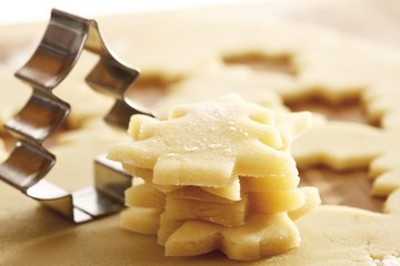 Cutting out shortcrust pastry, fir trees