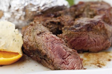 Fillet steak medium with herbal butter