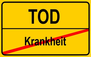 Sign city limits, symbolic image for death as a result of illness