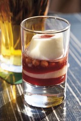 Dessert, vanilla-creme with rhubarb