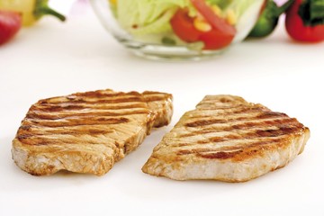 Grilled pork loin steaks