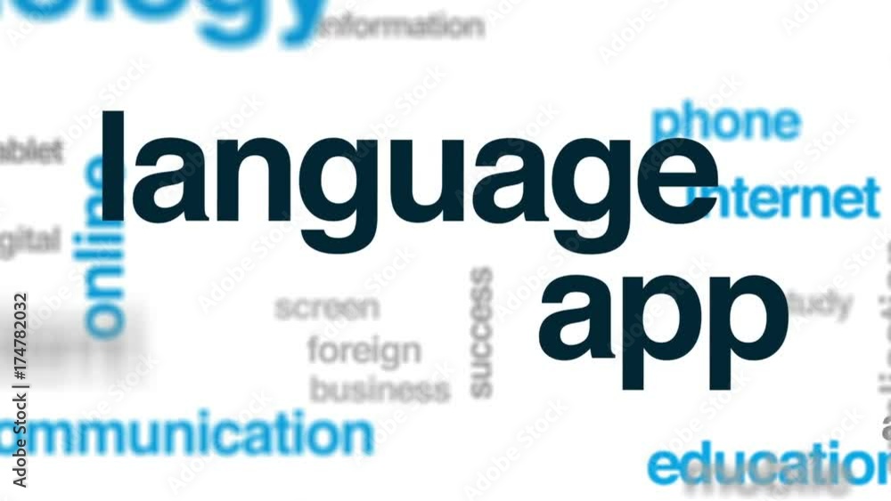 Poster language app animated word cloud, text design animation.