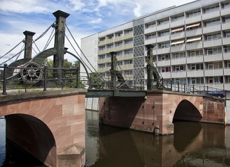 Jungfernbruecke bascule bridge in Mitte district, Berlin, Germany, Europe
