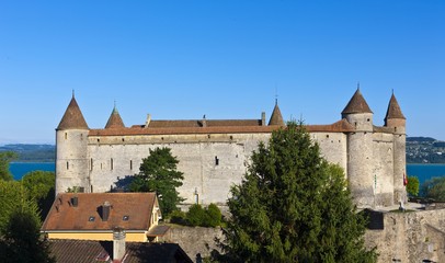 Fototapeta na wymiar Grandson Castle in Grandson, Lake Neuchatel, Canton Vaud, Switzerland, Europe