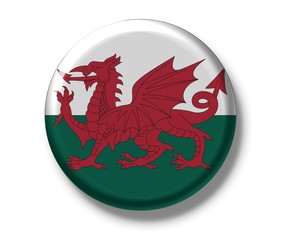 Button badge, flag, Wales