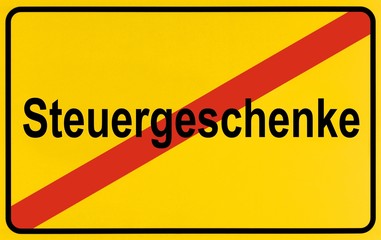 Obraz premium City limit sign as a symbolic image for withholding of tax gifts