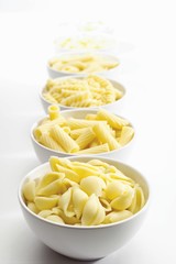 Pasta, conchiglie, tortiglioni, fusilli, boiled