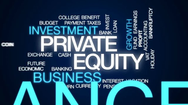 Private equity animated word cloud, text design animation.