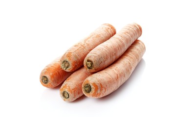 Five organic Carrots (Daucus carota subsp. sativus)
